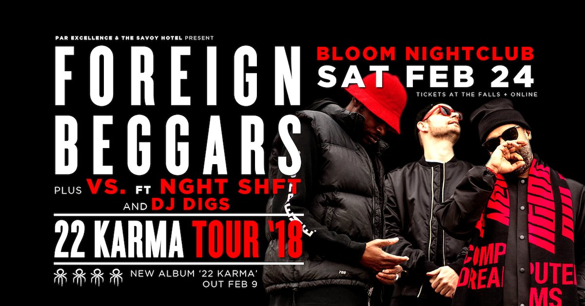 Proud to announce the return of @ForeignBeggars to the Kootenays! Their @shambhala_mf 2013 set was the thing of legends, and they're coming back to play #NelsonBC on Feb 24 ~ facebook.com/events/2026450…