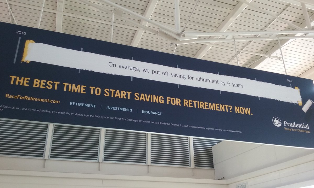 BabyBoomerSaves's tweet photo. Reminders are everywhere - found this one at the airport. "On average, we put off saving for #retirement by 6 years. The best time to start saving for retirement? Now." https://t.co/qLHIa5IvRY