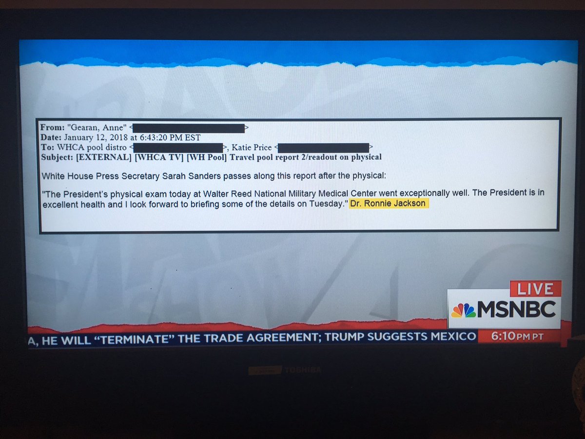 LauraOLauraO's tweet photo. In announcing that Trump's physical went "exceptionally well," the WH misspells the name of its own medical doctor. #oops #IncompetentAdmin https://t.co/mLZqavKd6W