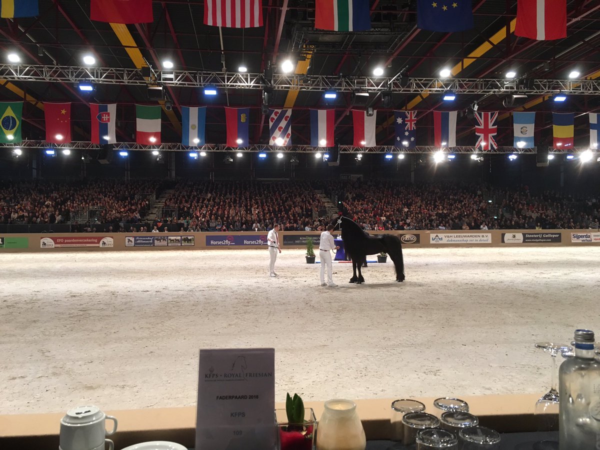 laatste dag #KFPS hengstenkeuring #friesianproms. Half 9 in ochtend zit tribune al weer vol. Wat een enthousiasme 👍