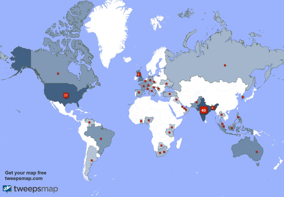 iambruce_w's tweet photo. My followers live in India (38%), USA(22%)... Get your free map: https://t.co/emQ0BAufIM https://t.co/JnjQY0PYvA