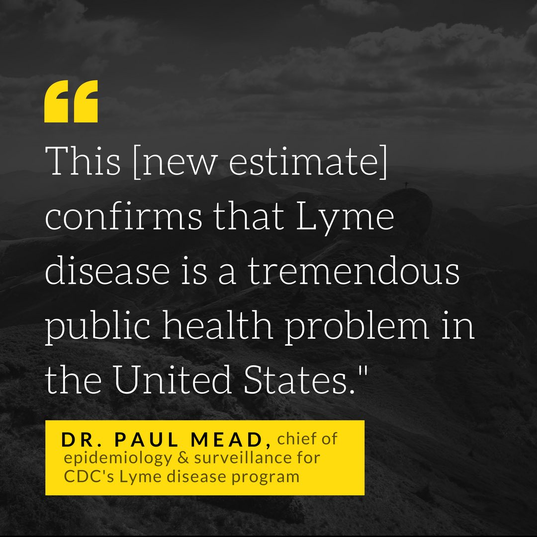 300,000 per year
25,000 per month
5,770 per week
822 per day
34 per HOUR
RT to bring #LymeDisease out of the shadows.