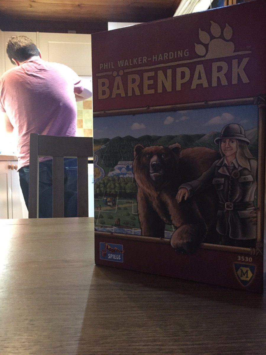 Played Bärenpark on our wedding anniversary weekend hols. Mike won, so I sulked and sent him to the kitchen to cook tea 😄 -T