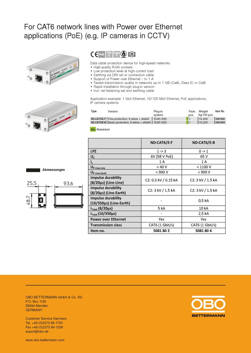 Nuevos dispositivos NET DEFENDER. Los mismos complementan nuestra exitosa serie de protecciones contra sobretensiones para redes Ethernet CAT6+ y aplicaciones con Power over Etherner (POE)
<a href="/OBO_AR/">OBO Bettermann AR</a>
#NETDEFENDER