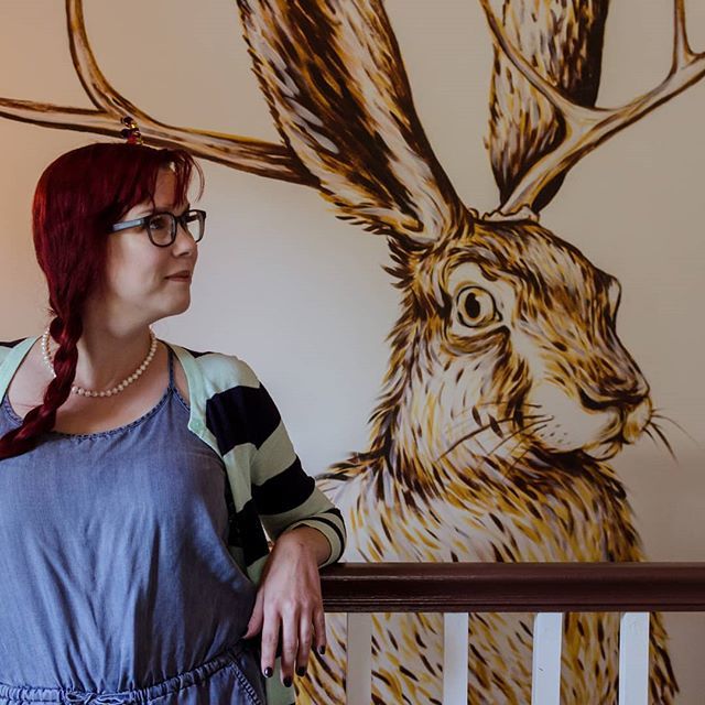 vestedimage's tweet photo. This Jackalope mural over at @haroldscabin is only one of the many highlights of this place. Oh, also, that's my wife @prettypoppypeony looking fabulous as usual. https://t.co/ONOS9fSo3H https://t.co/igwgwmPeXE