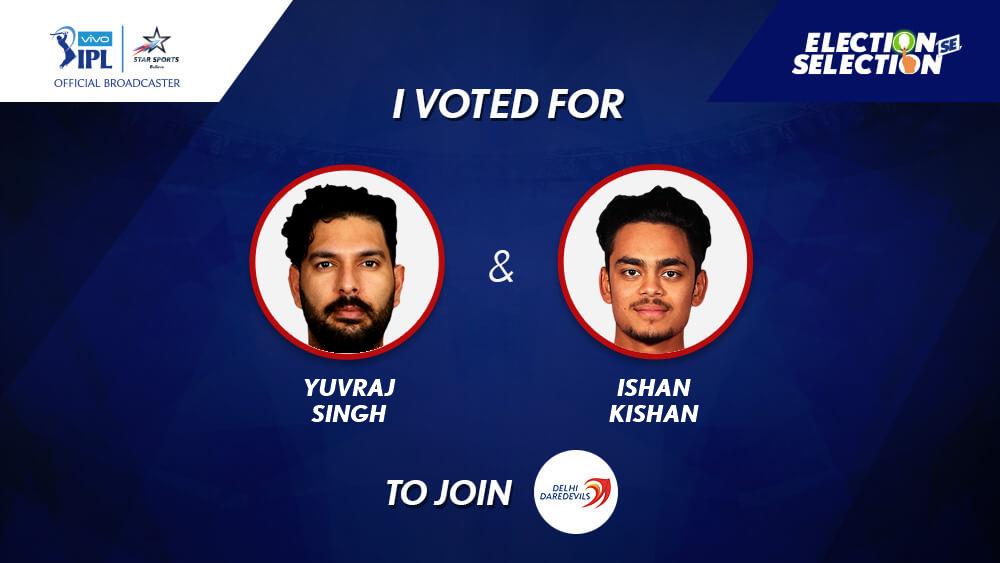 princekumar_br's tweet photo. Election se ho raha hai Selection, and I've picked Yuvraj Singh &amp; Ishan Kishan for DD. Cast your votes now: https://t.co/TD4y9eJKOc #ElectionSeSelection https://t.co/dsXRxkGIIE