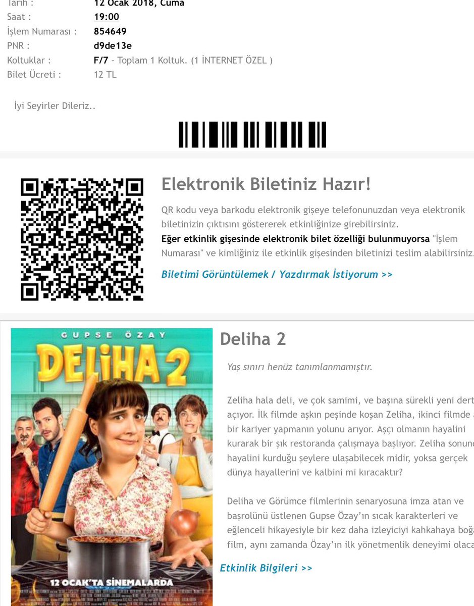 Daha çıktığı ilk gün... Kaçırır miyim. İş çıkışı direk sinemaya #Deliha2 @gupseo