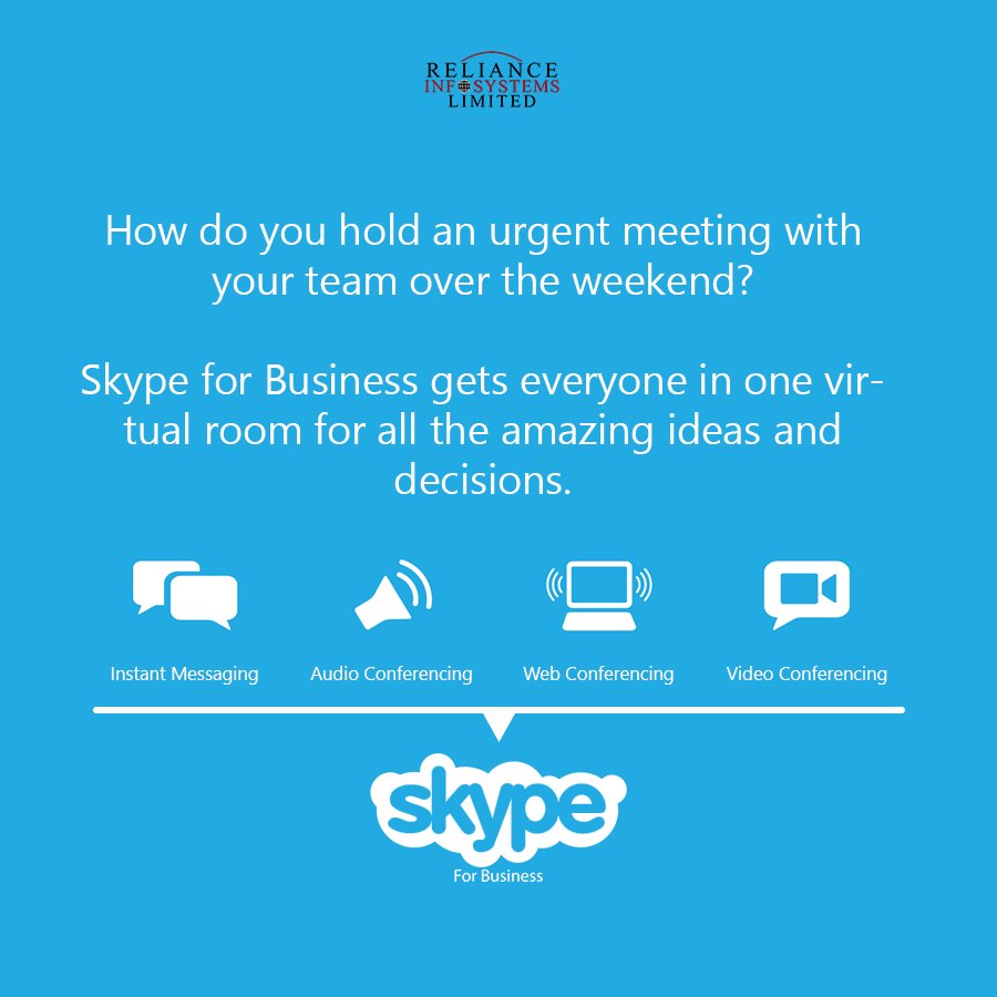 RelianceInfoSys's tweet image. #Skype4Business allows you to make it happen without heading to the office.

#WorkSmarterNotHarder #RelianceInfosys