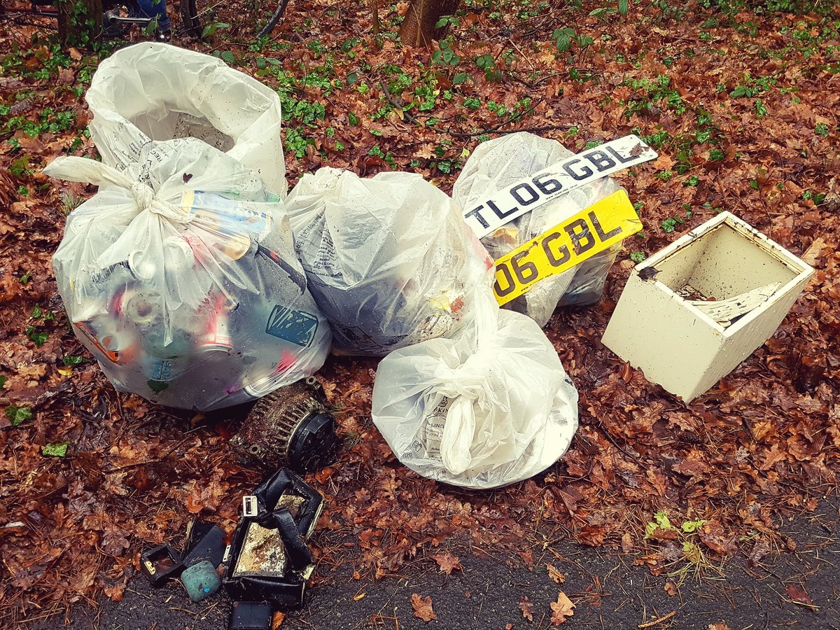 RobinHoyle's tweet photo. @SurreyPolice litter picked around the Six Crossroads roundabout end of Woodham Rd Horsell. Safe and jewellery box in woods near A320. Serco will remove Monday. https://t.co/Un9TZ7RAuL