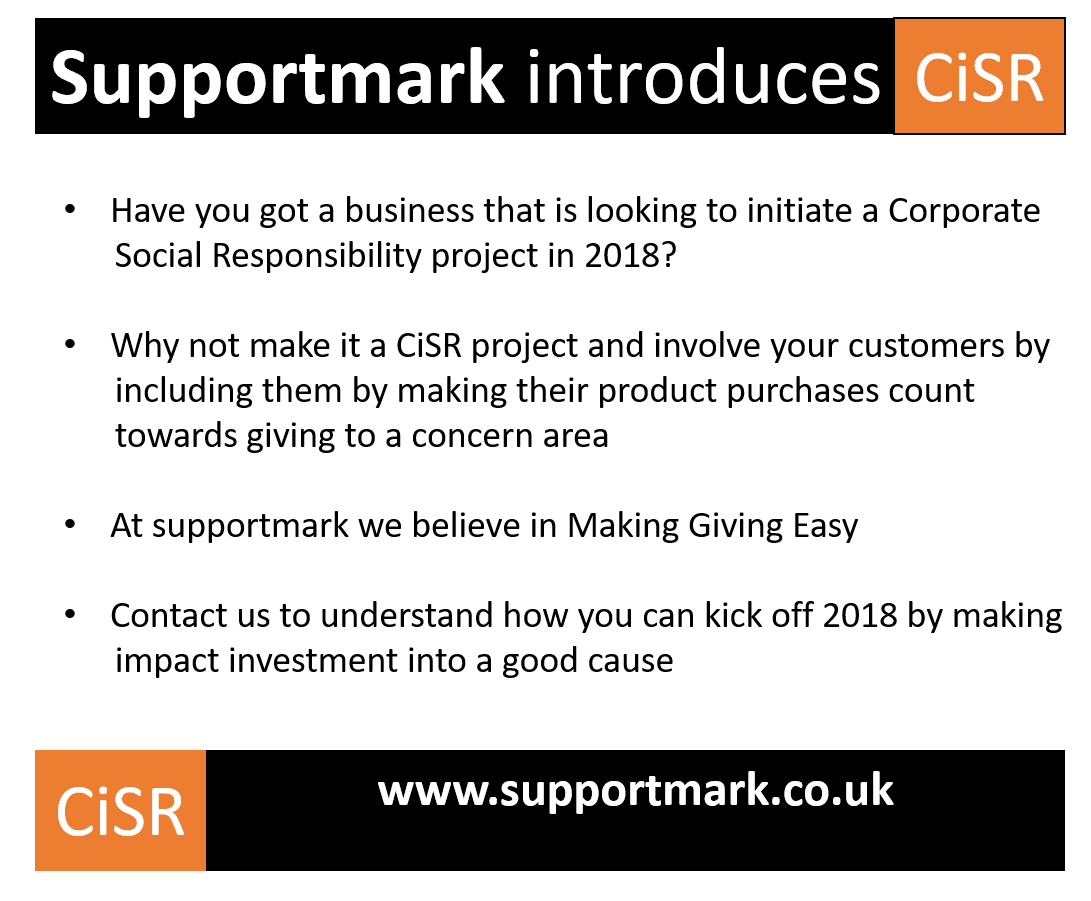 supportmarks's tweet photo. Contact us to introduce a CiSR initiative into your business #MakeGivingEasy #SBS #supportmark visit us at https://t.co/OUgCU3ubAa  #CiSR involving your customers as individuals in corporate social responsibility https://t.co/2RWQnmXRBt