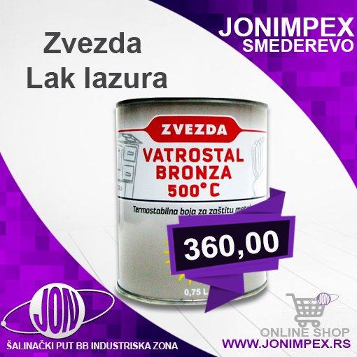 jonimpex's tweet image. #jonimpex Zvezda Lak lazura
Posetite naš online shop🛒 na jonimpex.rs
360,00 RSD
jonimpex.rs/shop/farbarski…
Zvezda-Helios Lak lazura prvenstveno je namenjen kompletnoj zaštiti i dekoraciji drvene stolarije (vrata, prozori, grede) izrađene od masivnog drveta.