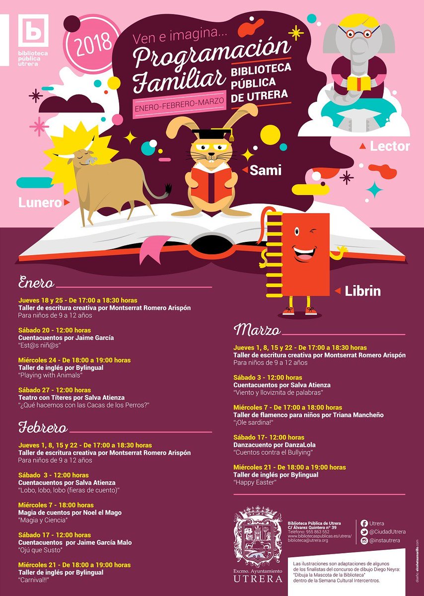 lavozdeutrera's tweet photo. Consulta la programación de la Biblioteca Municipal de enero, febrero y marzo de 2018

https://t.co/BmBXZ3J0aq https://t.co/hFvOfcISB2