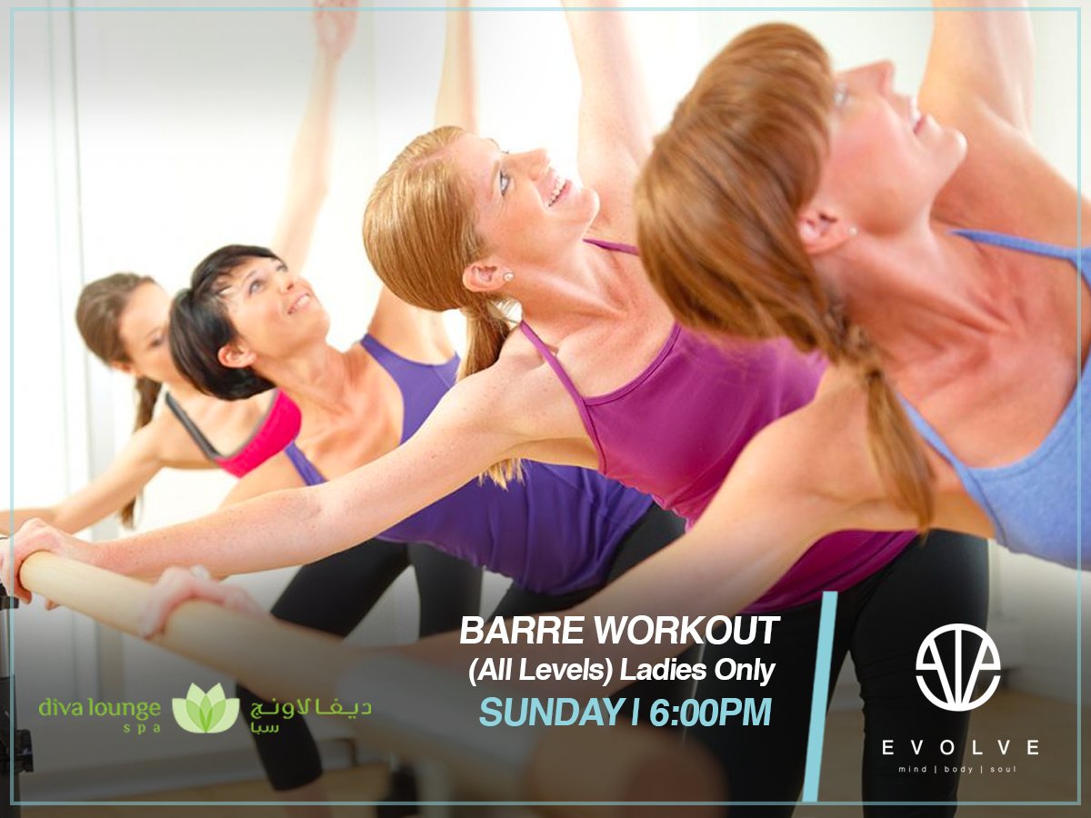 EvolveQatar's tweet photo. Join us for an amazing Barre Workout at Diva Lounge Spa from 6:00 PM onwards every Sunday.

#barre #workout #teamevolve #evolveqatar #doha #qatar #fitnessdoha #fitnessqatar #divalounge https://t.co/d2ylgVvsBF