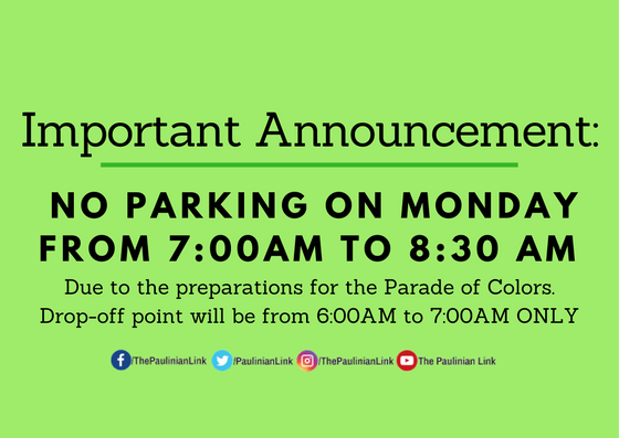 PaulinianLink's tweet photo. ADVISORY: Parking on Monday, January 22, will not be available due to the preparations for the Parade of Colors. Please be guided accordingly. #INTRAMS2018 https://t.co/BY4GbcrYnE