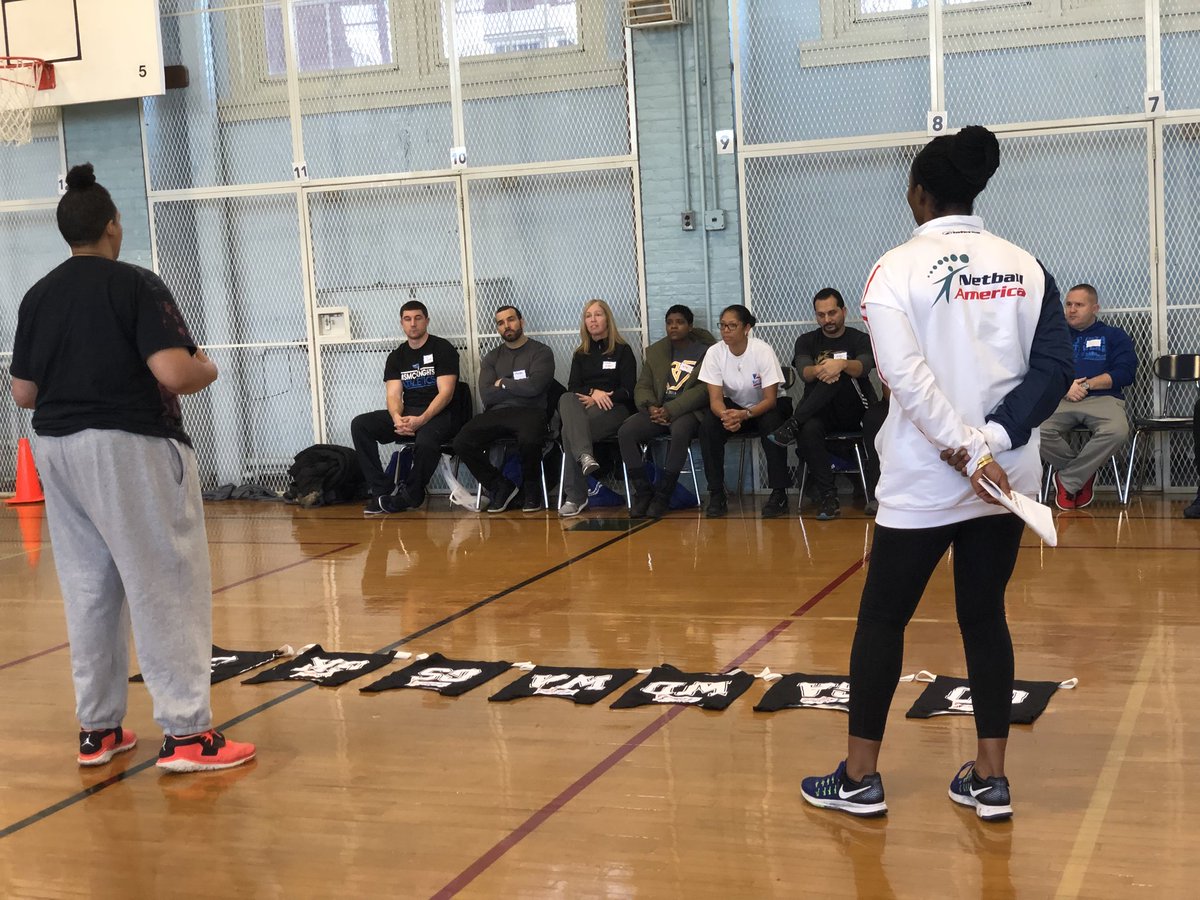 NetballAmerica's tweet photo. A partnership between #Netball America and @NYCSchools kicks off today in #Brooklyn - a first for netball to be invited to roll out Netball Americas trademarked #ReadySetNet curriculum in #NYC school system #schoolsports #americansports @IntNetball https://t.co/HoG9dIvNPQ
