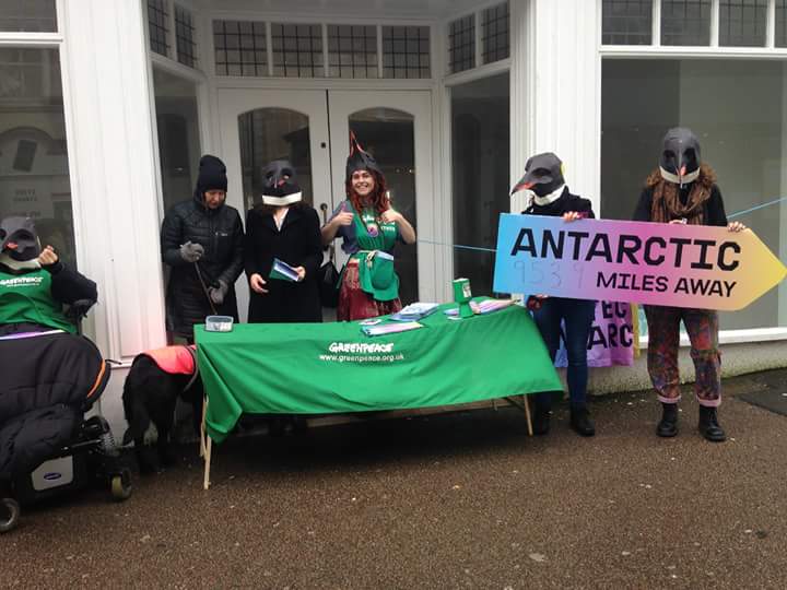 GPeaceCornwall's tweet photo. Campaigning today for the largest marine reserve ever in Antarctica! #ProtectAntarctica #PenguinAwarenessDay https://t.co/2NAmNymLO7