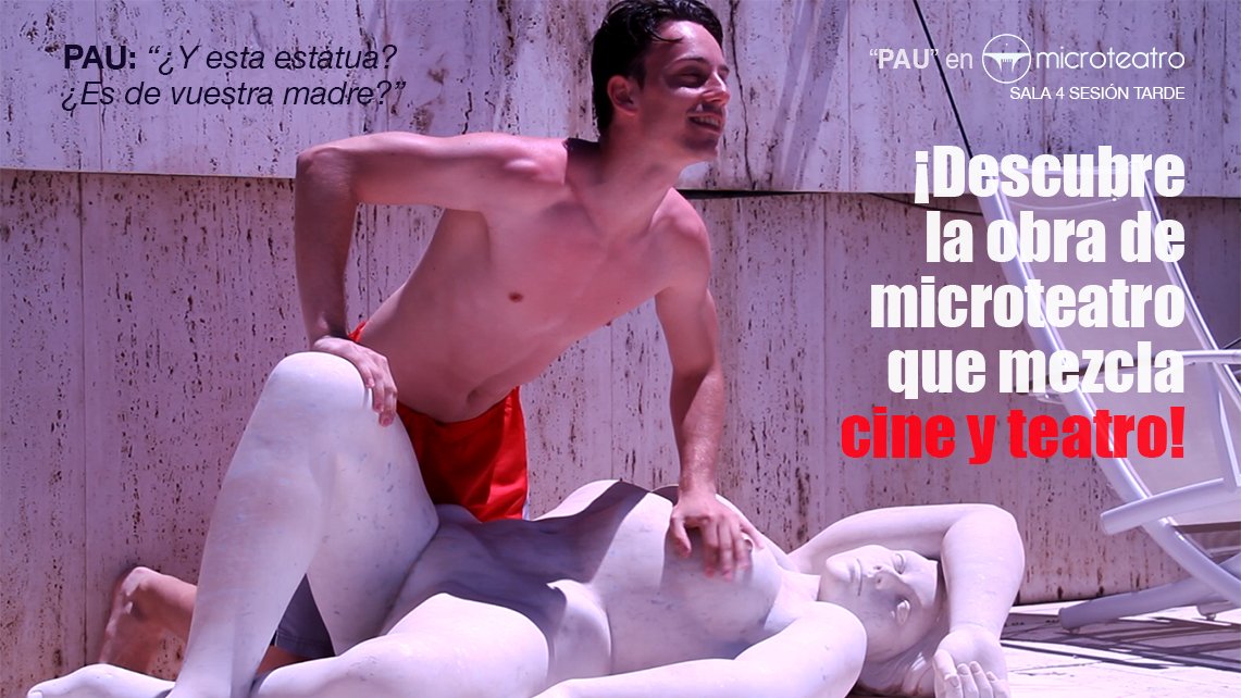 microteatro's tweet photo. "Un día Pau se coló en mi piscina. Y desde entonces dejó de venir a clase y me esperaba cada día a la salida bebiendo cerveza que había cogido a su madre..." ¿Todavía no has visto #MicroPAU? https://t.co/txmW3H6vyQ