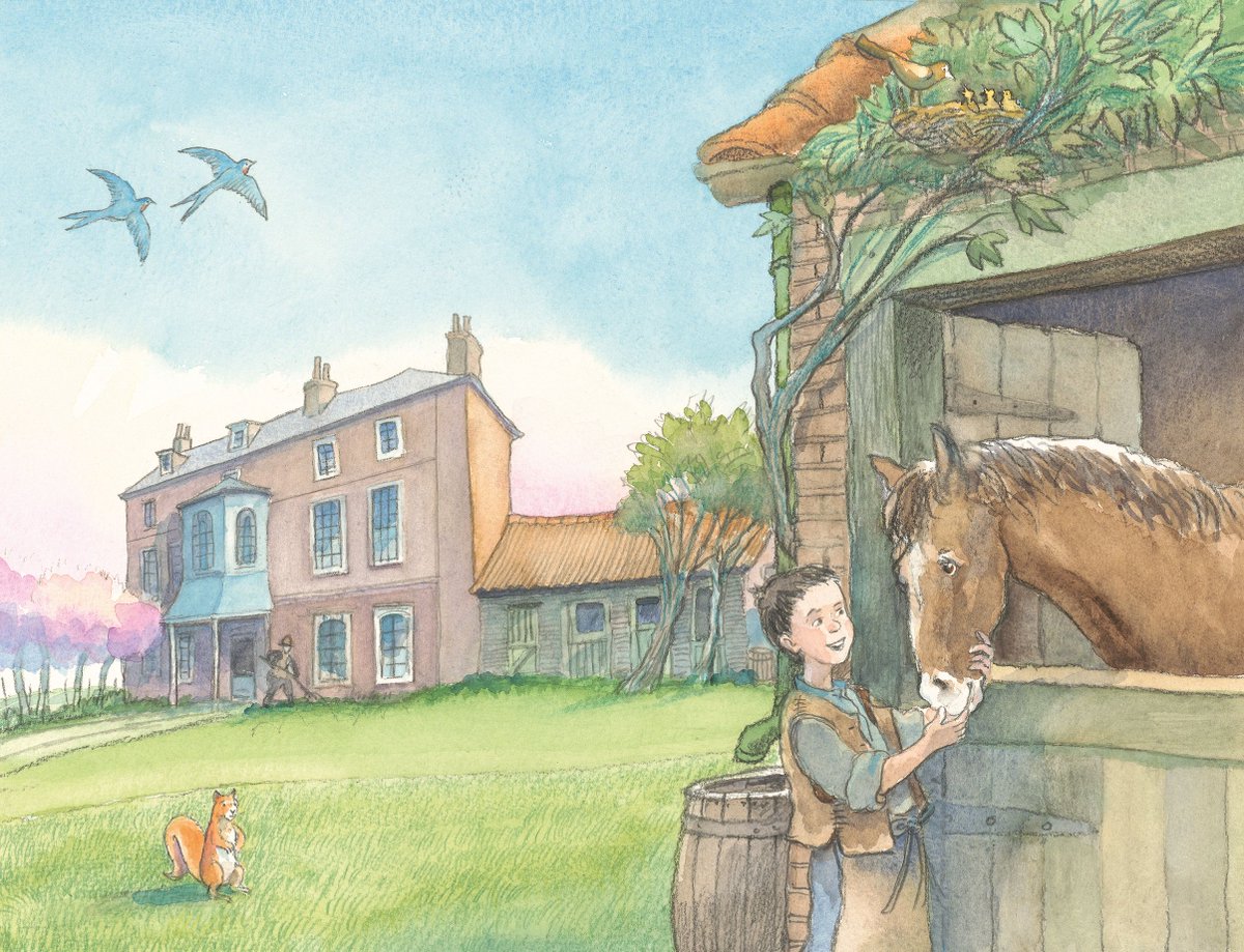 FoundlingMuseum's tweet photo. Our charming display of #LuckyButton illustrations by Michael Foreman is now open to the public. Foreman’s beautiful watercolours capture key moments in this heart-warming tale of a young boy’s mysterious encounter. https://t.co/rfTNUIRhTz
