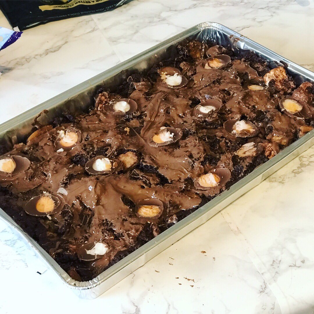 ChristieOGorman's tweet photo. Just tried some of my creme egg rocky road (quality control purposes) and itโs disgusting. No one will like it. Iโll have to take one for the team and eat the whole batch to save their tastebuds ๐. #itsdelish https://t.co/uKV8CjXDzg