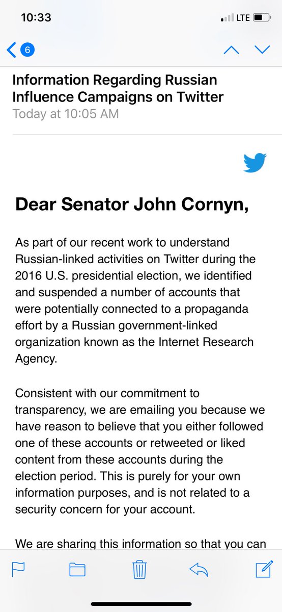 JohnCornyn's tweet image. Finally social media is waking up to manipulation of public opinion by our adversaries.  All of us need to step up to meet this challenge, especially the Press.