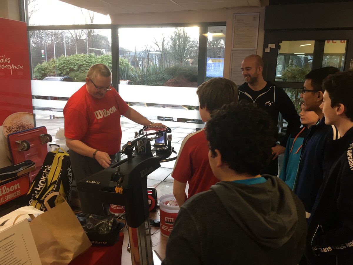 WJNC2018 - <a href="/Nickyboysquash/">Nick Down</a> - Racket Stringing- working hard 😓 in Sport Wales National Centre, Cardiff . #priceless #teamwork