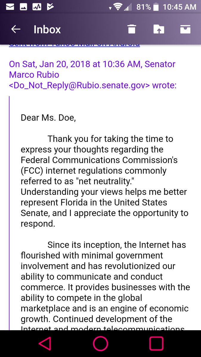 Pyroteeze's tweet photo. why is @marcorubio emailing me to thank me on 'my opinion' of net neutrality? my NAME isn't DOE, and I think my email was used for fraud. MARCO, HELP! @infowars @PrisonPlanet @InfowarsReports https://t.co/kCCqXRU58B
