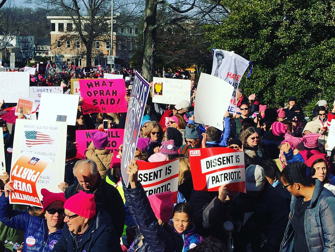NJEA's tweet photo. #NJEAstrong at the #NJWomensMarch. #Resist #NeverSilence https://t.co/XuwlothRSy