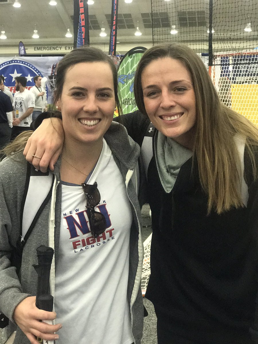 AUProLax's tweet photo. Once college teammates at @MarylandWLax, @emily_kift and @tee_cee10 will join forces again as PROS on the @NY_Fight! #LaxCon https://t.co/JMITmZa3Xl