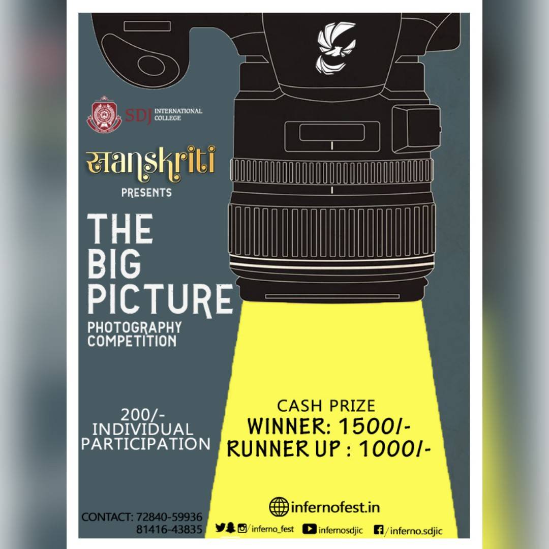 Inferno_fest's tweet photo. We at Inferno are giving you a chance to showcase your photography talent.
Register here: https://t.co/m9GC9bVV3e
Contact us : +917284059936, +918141643835
#inferno18
#revivalwithzest
#staytuned
#photography
#photo
#photographyskills
#photographylovers
#surat
#gujarat https://t.co/yVwN6GHdwC