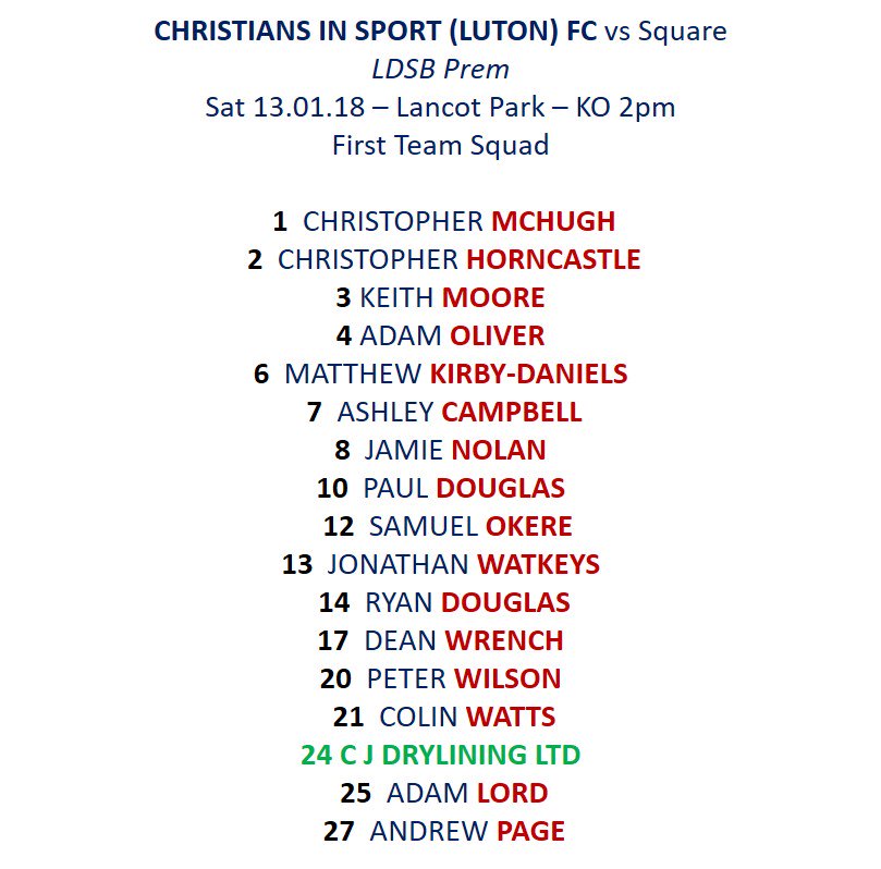 CisLuton's tweet photo. #MatchDay @CisLuton v Square FC, 2pm ko at Lancot Park @DunstableTownCC #COYB #GoooooChristians #KeithIsBack https://t.co/spQuTxZ5CF