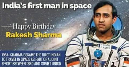 Happy birthday to India\s first man in space SHARMA 