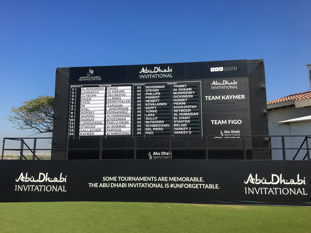 MattJones_CT's tweet photo. Itβs a beautiful day at @YasLinksGC today, and here are your teams for for this yearβs #AbuDhabiInvitational as #TeamKaymer take on #TeamFigo https://t.co/STzRtboUZS