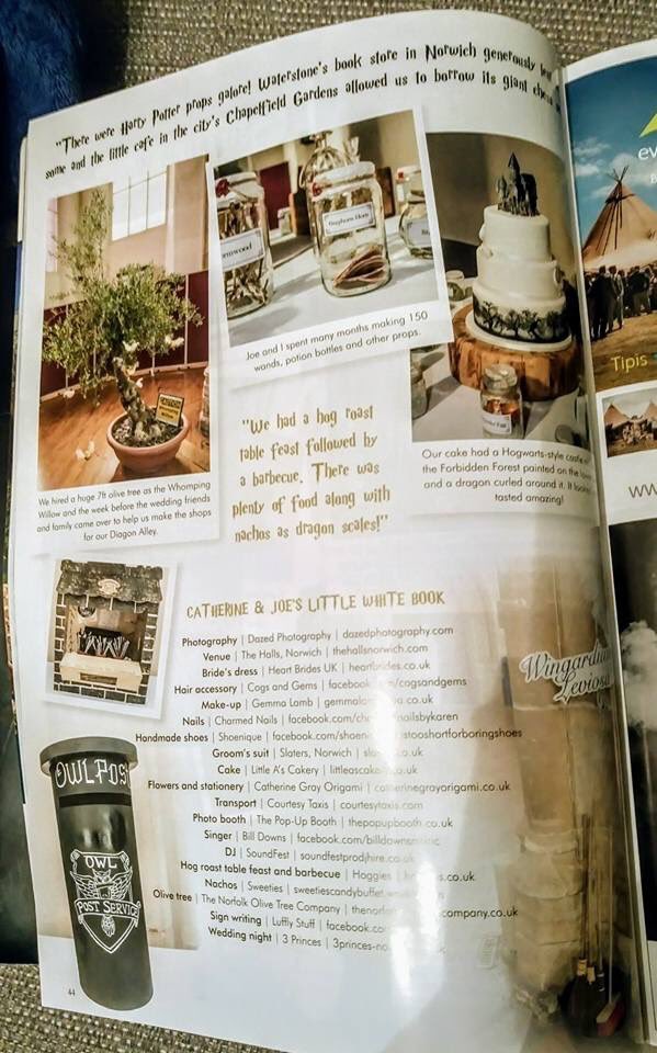 Skyked to see Catherine and Joe's #harrypotter themed wedding featured in the latest edition of Your East Anglian <a href="/CountyWeddings/">County Wedding Magazines</a> 👊🏻
