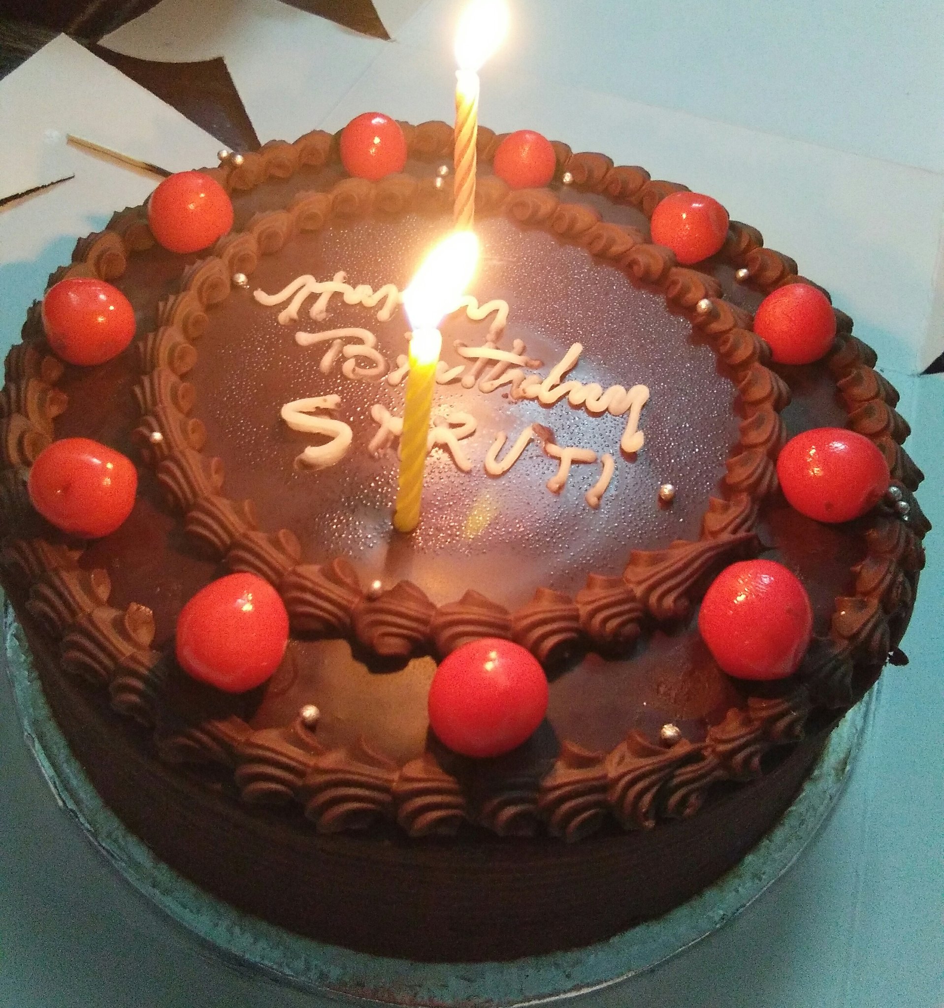 Birthday cake on set for Shruti Haasan