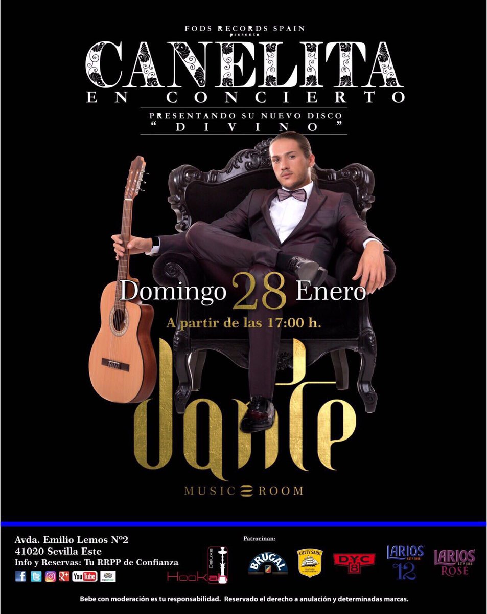 El próximo Domingo 28 de Enero <a href="/canelitareal/">C A N E L I T A</a> estará en Concierto en la Sala Dante en #Sevilla