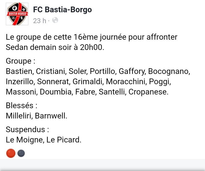 spscssa's tweet photo. #CSSAFCBB #National2 #N2GroupeC

Ce soir, les sedanais auront peut être l'occasion de voir Sacha Bastien, gardien finaliste de la Coupe Gambardella avec Sedan en 2013, évoluer dans les cages bastiaises.

Mais Jérôme Le Moigne n'est pas du voyage (suspendu). https://t.co/BT8Crc5VHk