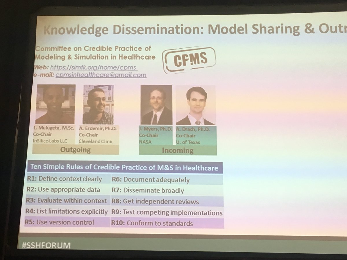 dongyue's tweet image. #sshforum Lealem Mulugeta, Dr. Robert McDougal, Dr. Pras Pathmanathan, Dr. Herbert Sauro present: “Knowledge Dissemination: Model Sharing and Outreach” for modeling sharing
simtk.org/projects/cpms