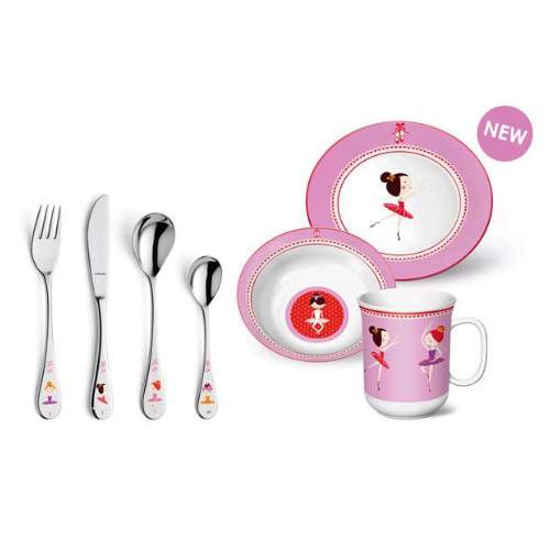 Barnset's tweet image. Amefa barnset Ballerina 7-delar med barnporslin och barnbestick i presentförpackning. Presenttips: fri personifiera med namn gravyr i barngaffel, kniv, sked och tesked: barnset.se/sv/p/428/amefa…