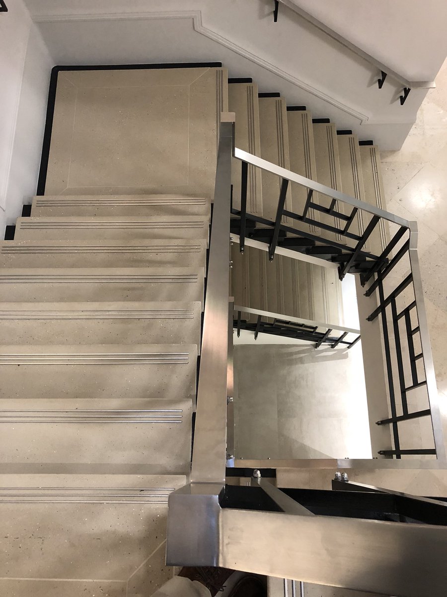 traincontracts's tweet image. Another week, another staircase.          Summit House Red Lion Square London. Stairs fitted solid concrete riser and thread with stainless steel inserts.