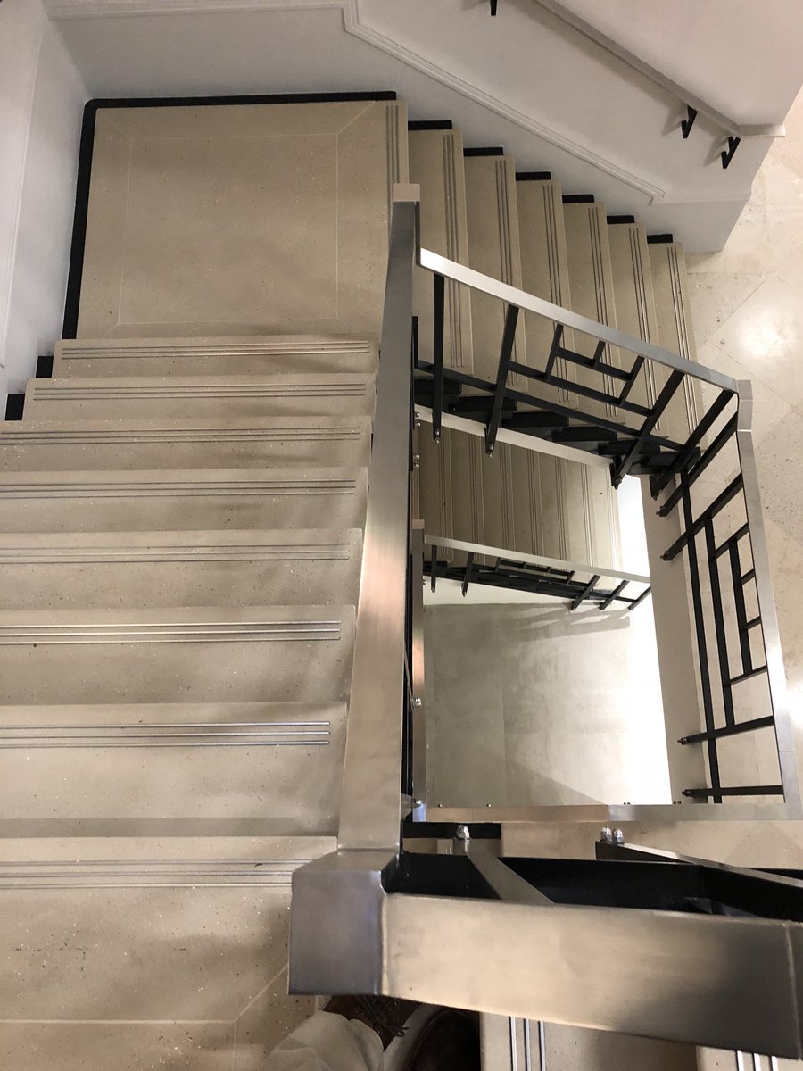 traincontracts's tweet image. Another week, another staircase.          Summit House Red Lion Square London. Stairs fitted solid concrete riser and thread with stainless steel inserts.