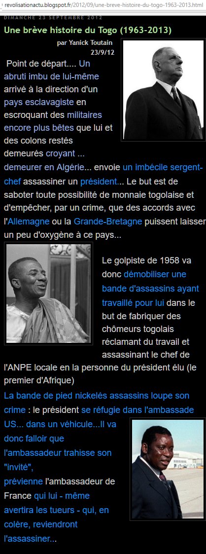 Les #réformistes #CST ACCUSENT #Gnassingbé d'avoir incendié les marchés #Lomé #Kara #10janvier2013
=>STOPPER la #révolutionTogolaise pendant le 50° anniversaire #13janvier1963 assassinat du 1° président du #Togo #SylvanusOlympio tué par son père #Eyadéma 
revolisationactu.blogspot.fr/2012/09/une-br…