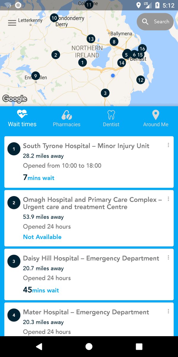 Live A&E and MIU Waiting Time Mobile App