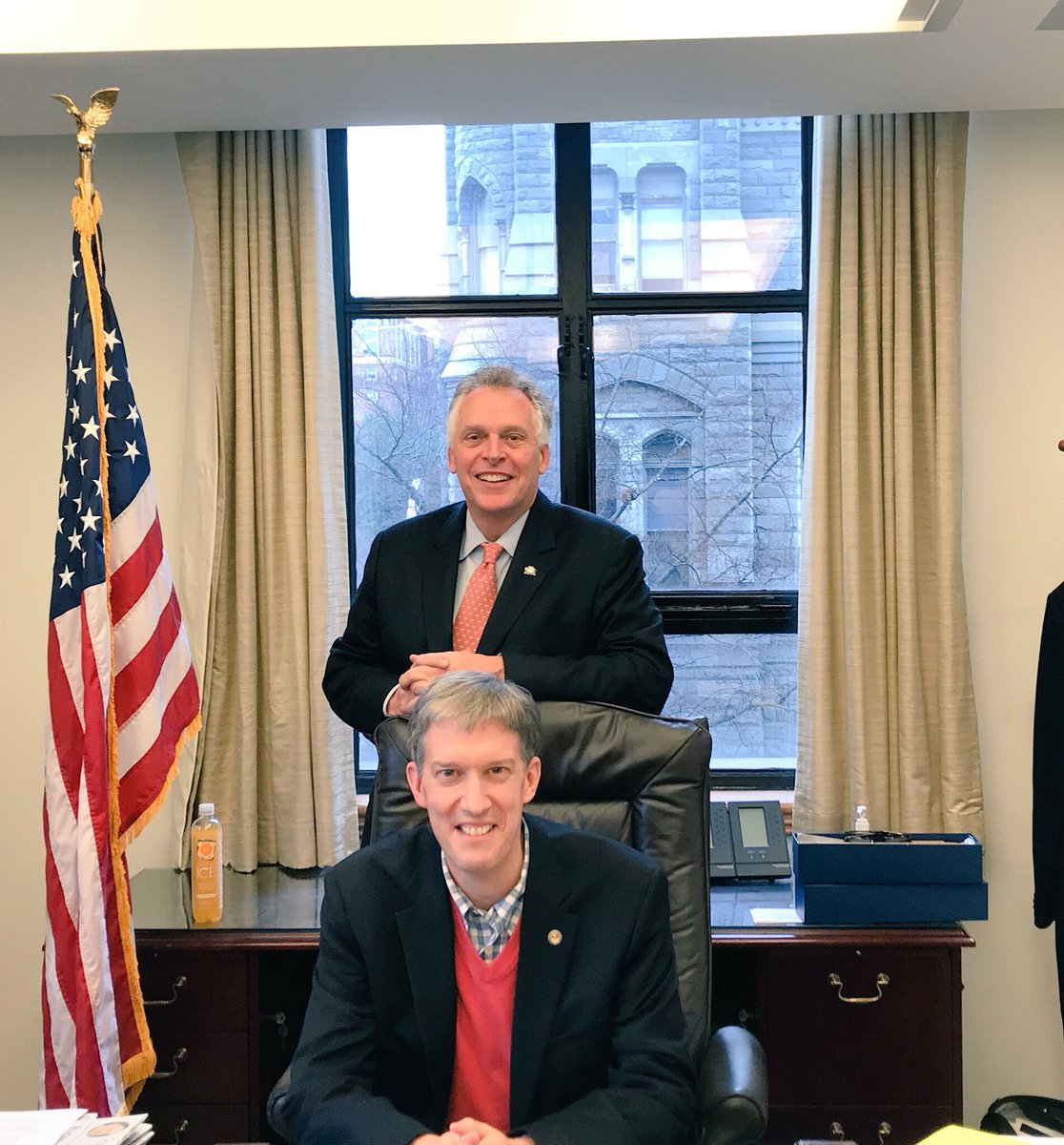 toddhaymore's tweet photo. Never sat in The Chair before, but @TerryMcAuliffe gave me  the honor as we make one more round of #NewVaEconomy calls, close another deal &amp; keep the economic development project pipeline full for @RalphNortham &amp; Va. Thx again, Gov, it’s been a fantastic ride!  #SleepWhenURDead https://t.co/jTVDBfUcQS