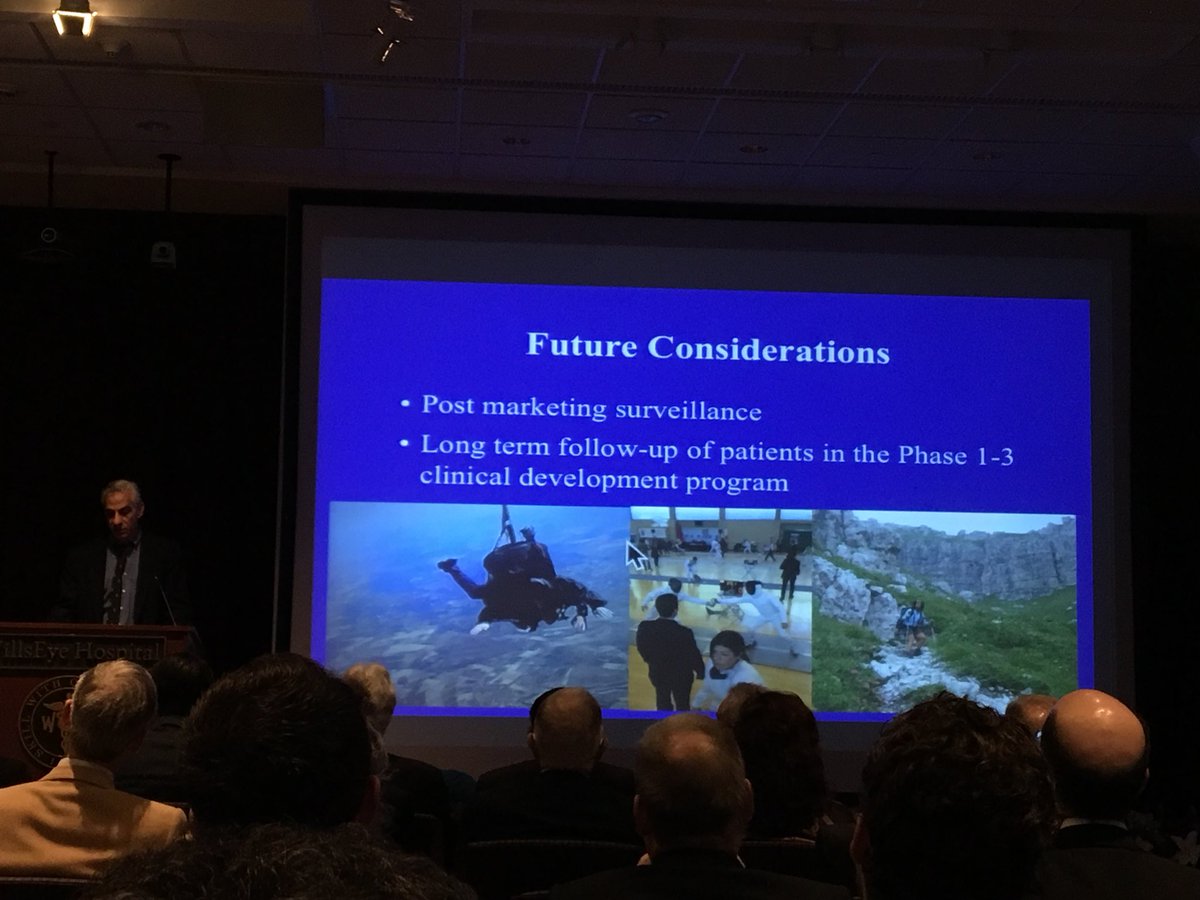 RetinaToday's tweet photo. Albert Maguire, MD, discusses voretigene neparvovec, a novel gene therapy drug for RPE 65 mutations. #Macula18. @Wills_Eye https://t.co/ovCY5Wz65M