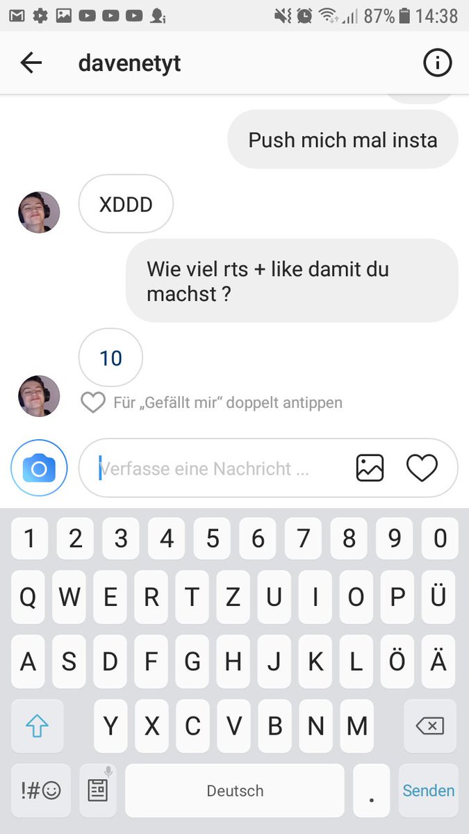 lumzliboii's tweet photo. Bei 10Likes und 10 Rts pusht mich @DAVEnetYT auf Insta!
Insta: imlumiz https://t.co/zSYxfGl3GA