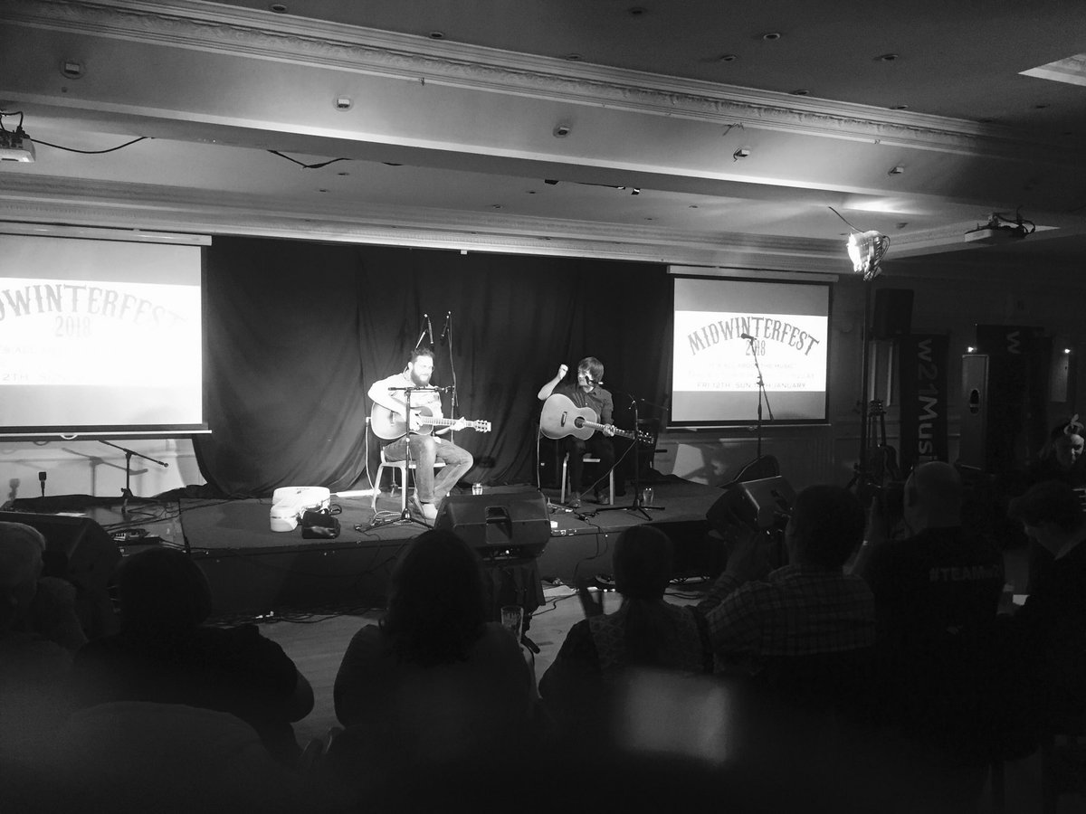 JeannieBCountry's tweet photo. @bensandjimmyb on stage #Midwinterfest lovely harmony and fantastic guitar playing #countrymusic #AmericanaMusic #weather https://t.co/xdql77ciUQ