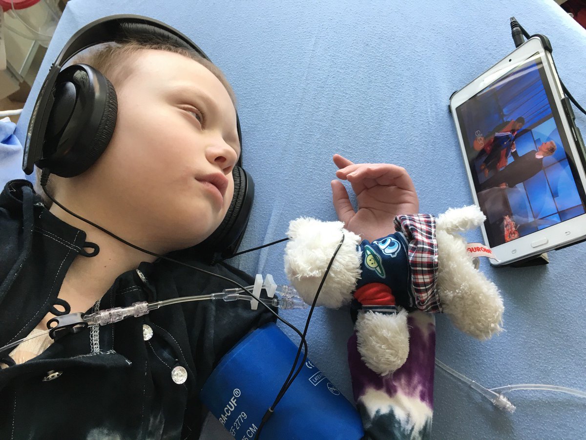 ncouldwell's tweet photo. Watching #ellentube after getting a spinal tap and Chemo. #amazinggrace https://t.co/Zc0UyWcfhS