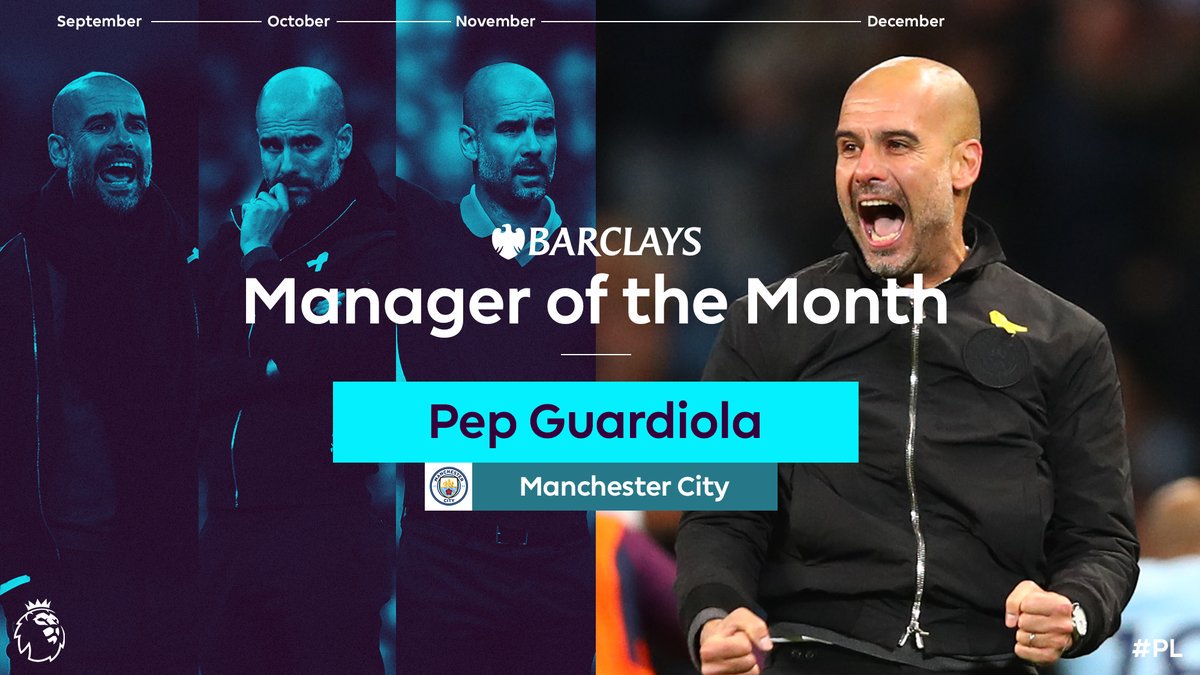 #FYI Pep Guardiola has Become the first manager That achieves Barclays manager of the month award Fourth times in a row 👏👏👏