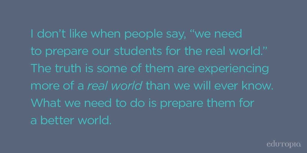 teachergoals's tweet photo. We haven't experienced the harshness of the real world to the degree of many students. Help them see the possibility of a happy, healthy, and fulfilling life. #kidsdeserveit #teachergoals https://t.co/1wNSaEcoWH