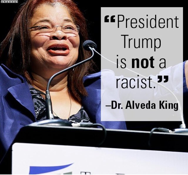 gegrubbs's tweet photo. “President Trump is not a racist” ~Dr. Alveda King https://t.co/J28IjGZdyC